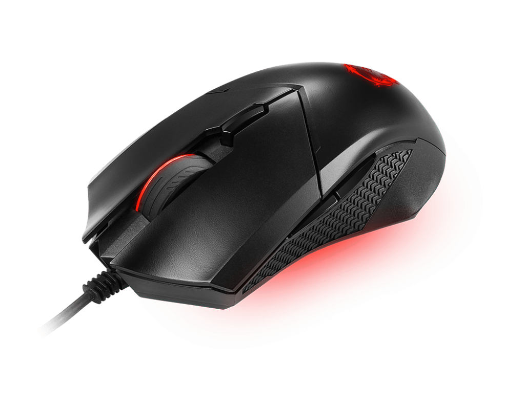 MSI Clutch GM08 Gaming Mouse, 4200 DPI, Optical Sensor, 3 Adjustable Weights, Red LED Lighting, Symmetrical Design, Black