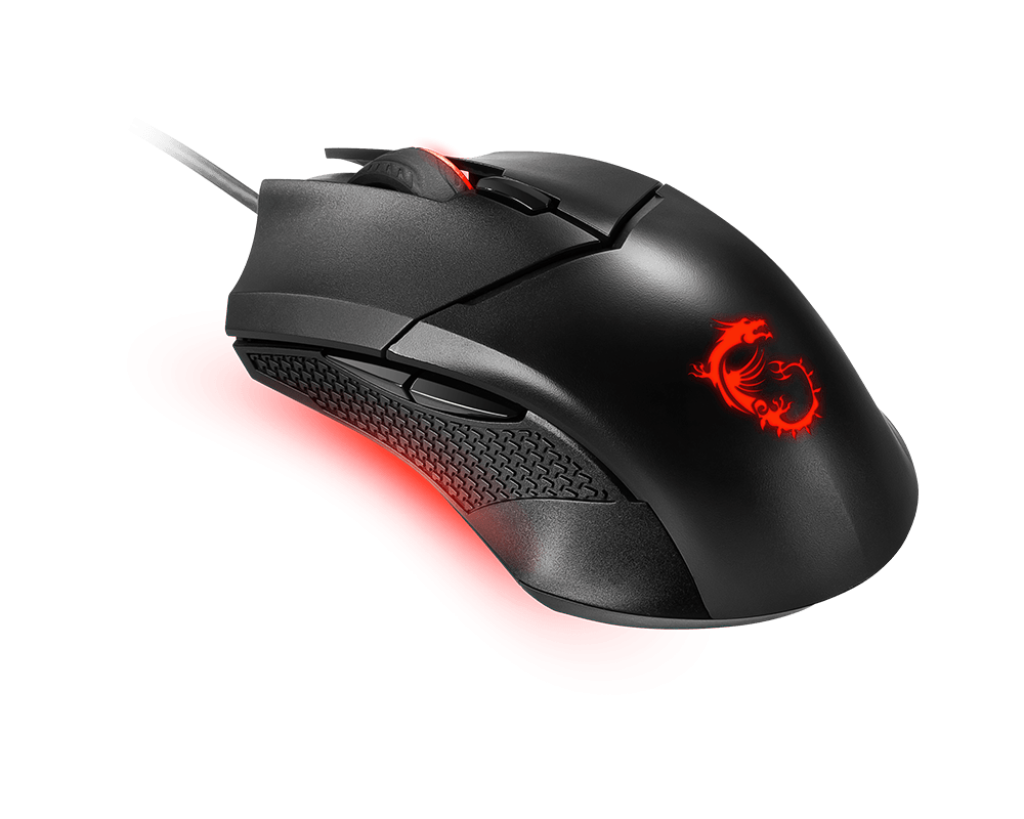 MSI Clutch GM08 Gaming Mouse, 4200 DPI, Optical Sensor, 3 Adjustable Weights, Red LED Lighting, Symmetrical Design, Black