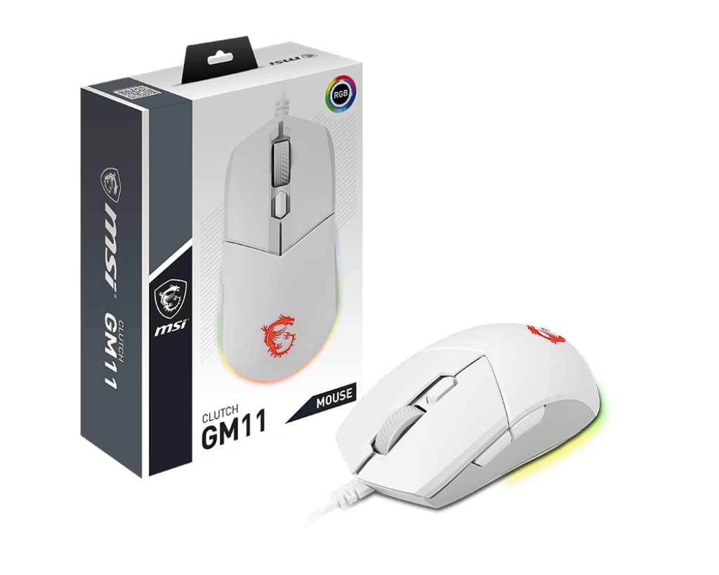 MSI Clutch GM11 Gaming Mouse, 5000 DPI, 10M Omron Switches, Optical Sensor, Symmetrical Ergonomic Design, RGB Mystic Light Compatible, PC/Mac,graphite
