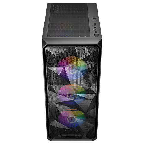 Case Antec AX83 RGB Elite Mid-Tower Computer Case - Black | Support ATX, M-ATX, ITX | Pre- Installed 3 x 120mm Front and 1 x 120mm Rear Rainbow Fans