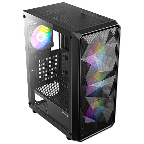 Case Antec AX83 RGB Elite Mid-Tower Computer Case - Black | Support ATX, M-ATX, ITX | Pre- Installed 3 x 120mm Front and 1 x 120mm Rear Rainbow Fans