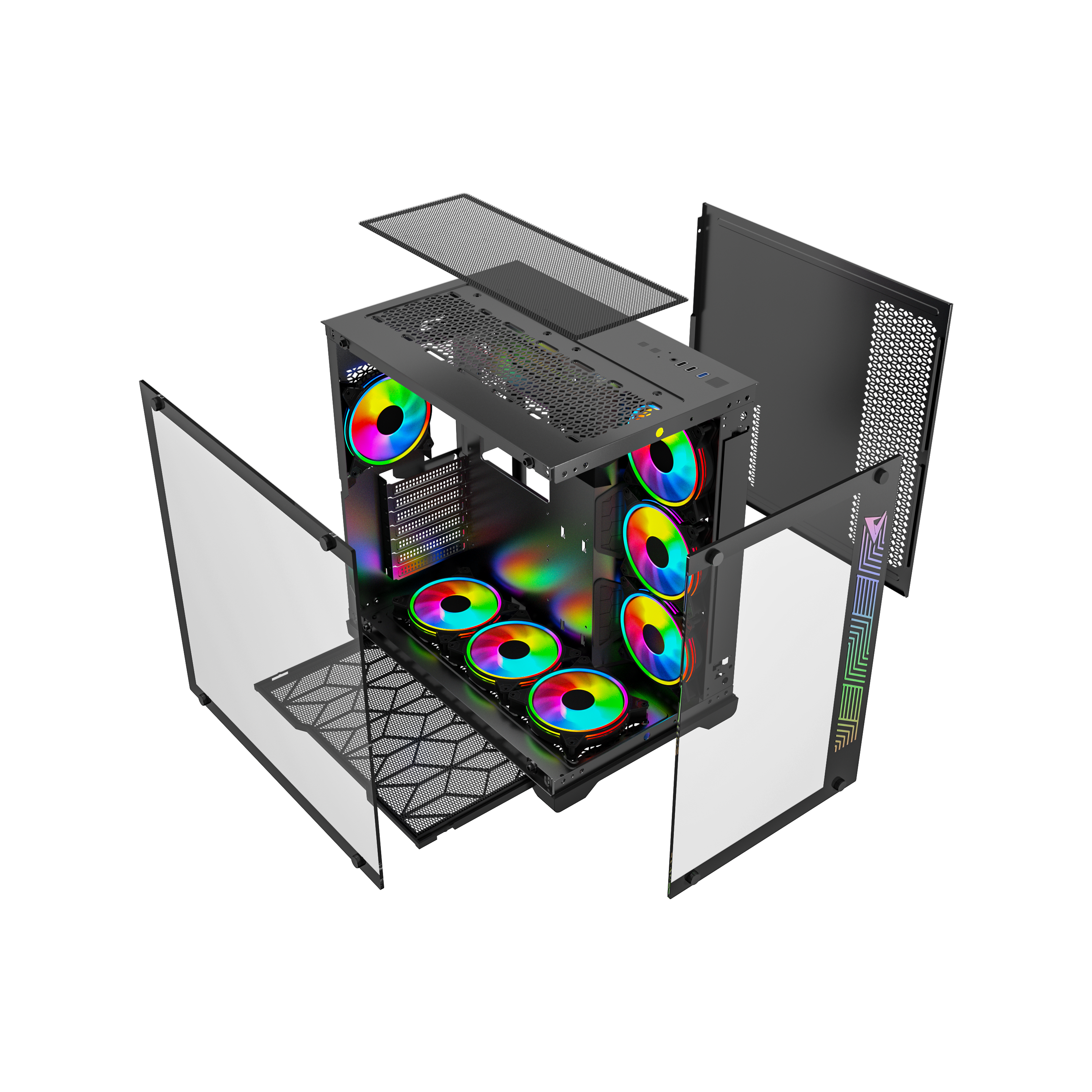 GAMES MASTER COMPUTER CASE MZ800 with 7 ARGB Fans and Remote Controller.