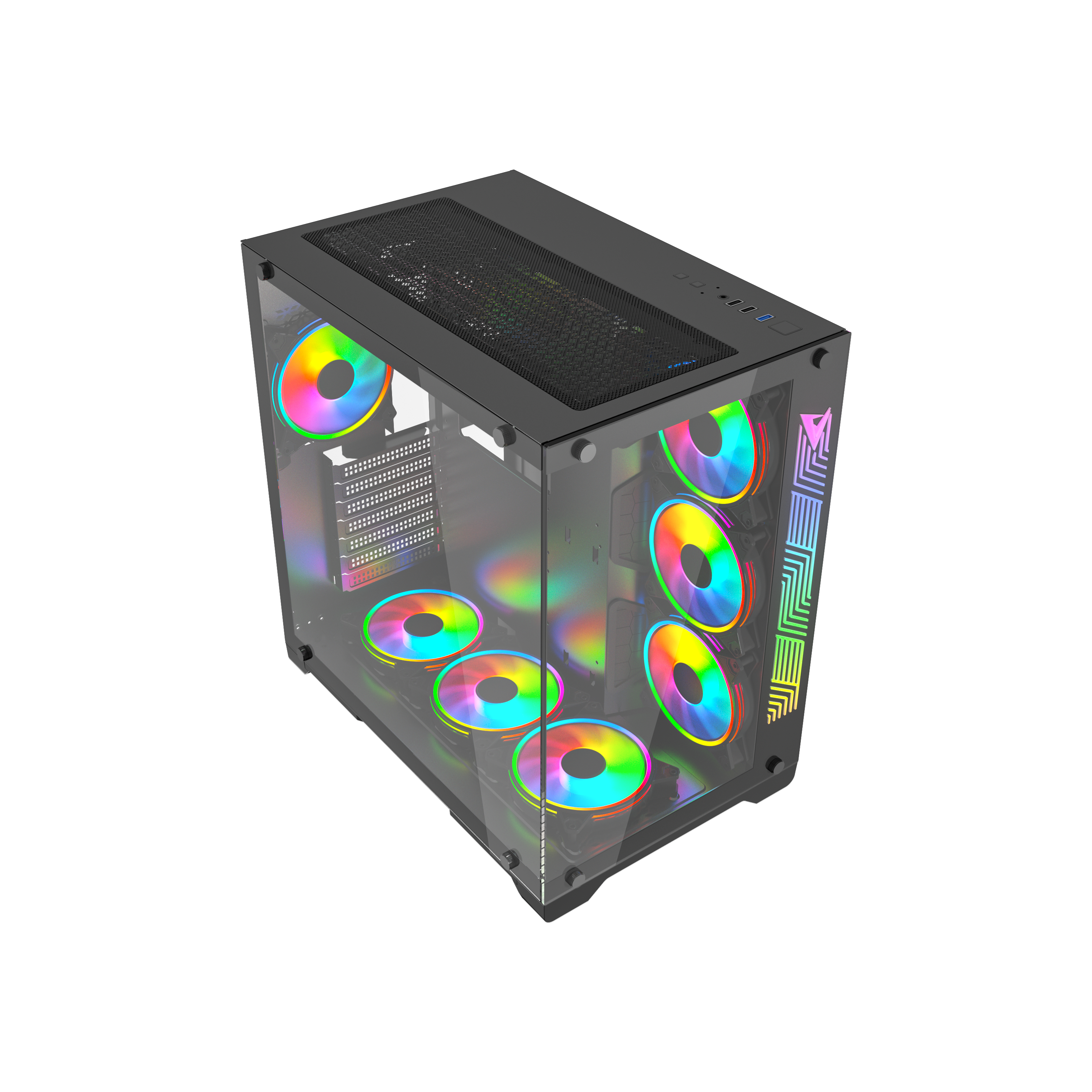 GAMES MASTER COMPUTER CASE MZ800 with 7 ARGB Fans and Remote Controller.