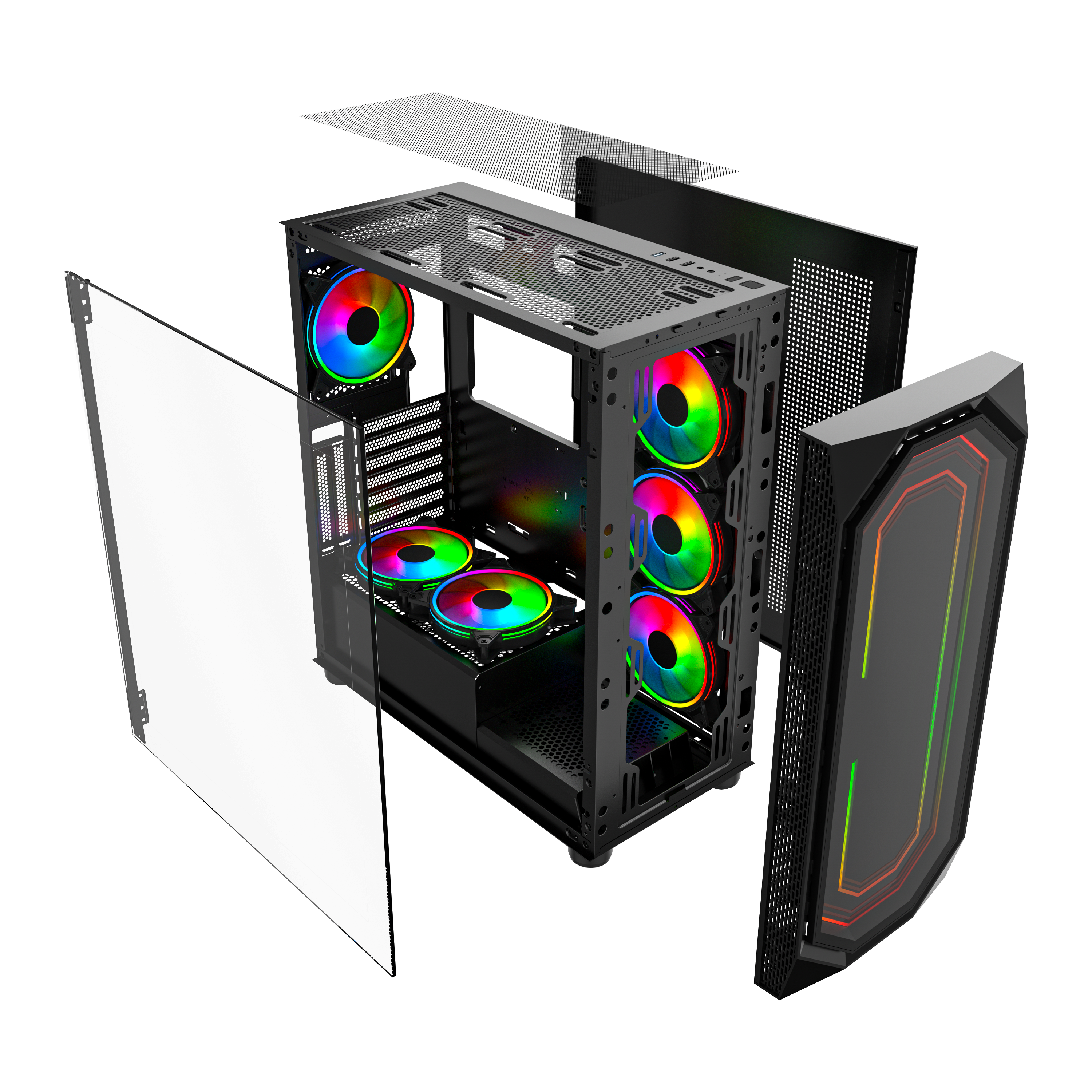 GAMES MASTER COMPUTER CASE MX700 White with 6 ARGB Fans and Remote Controller. (Copy)