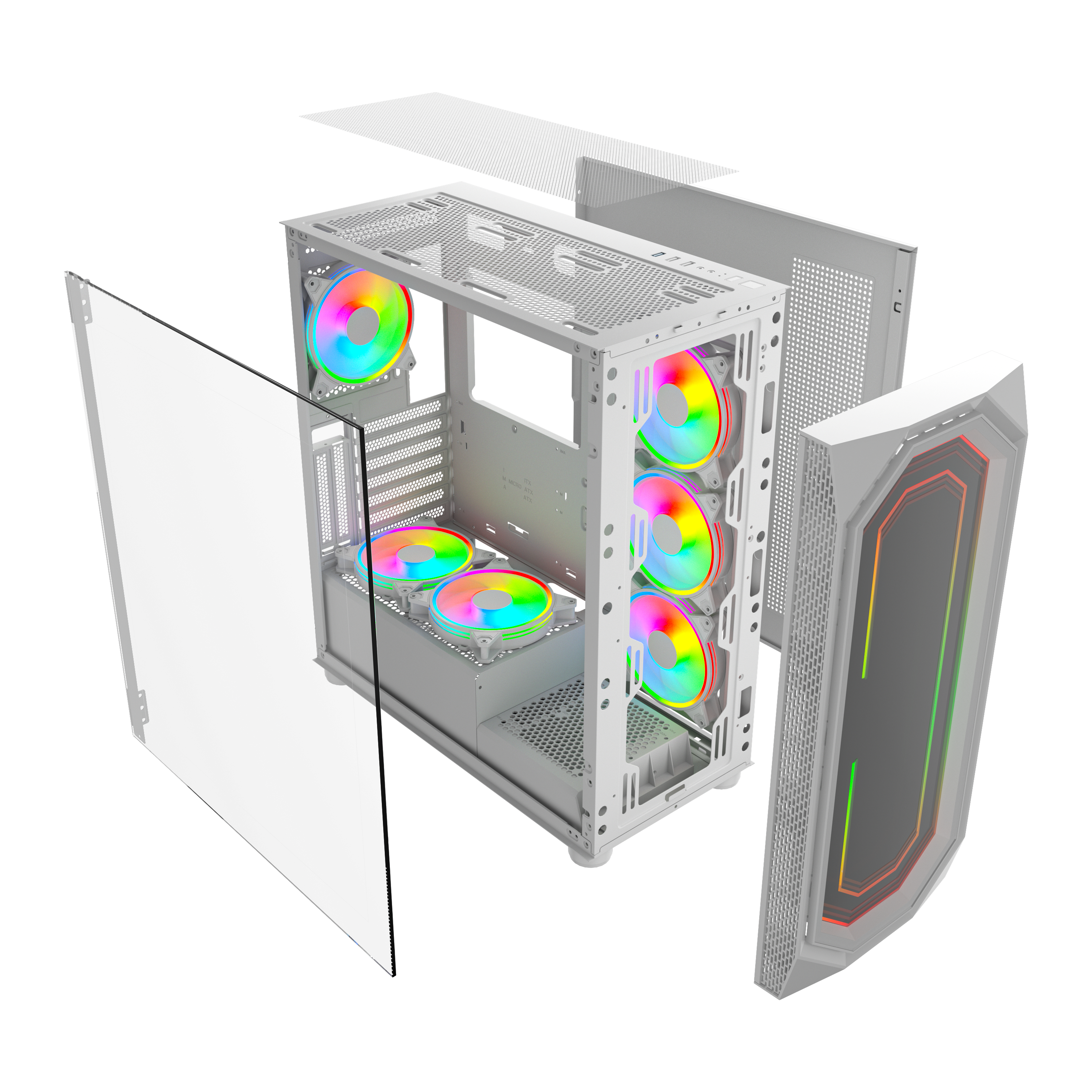 GAMES MASTER COMPUTER CASE MX700 White with 6 ARGB Fans and Remote Controller. (Copy)