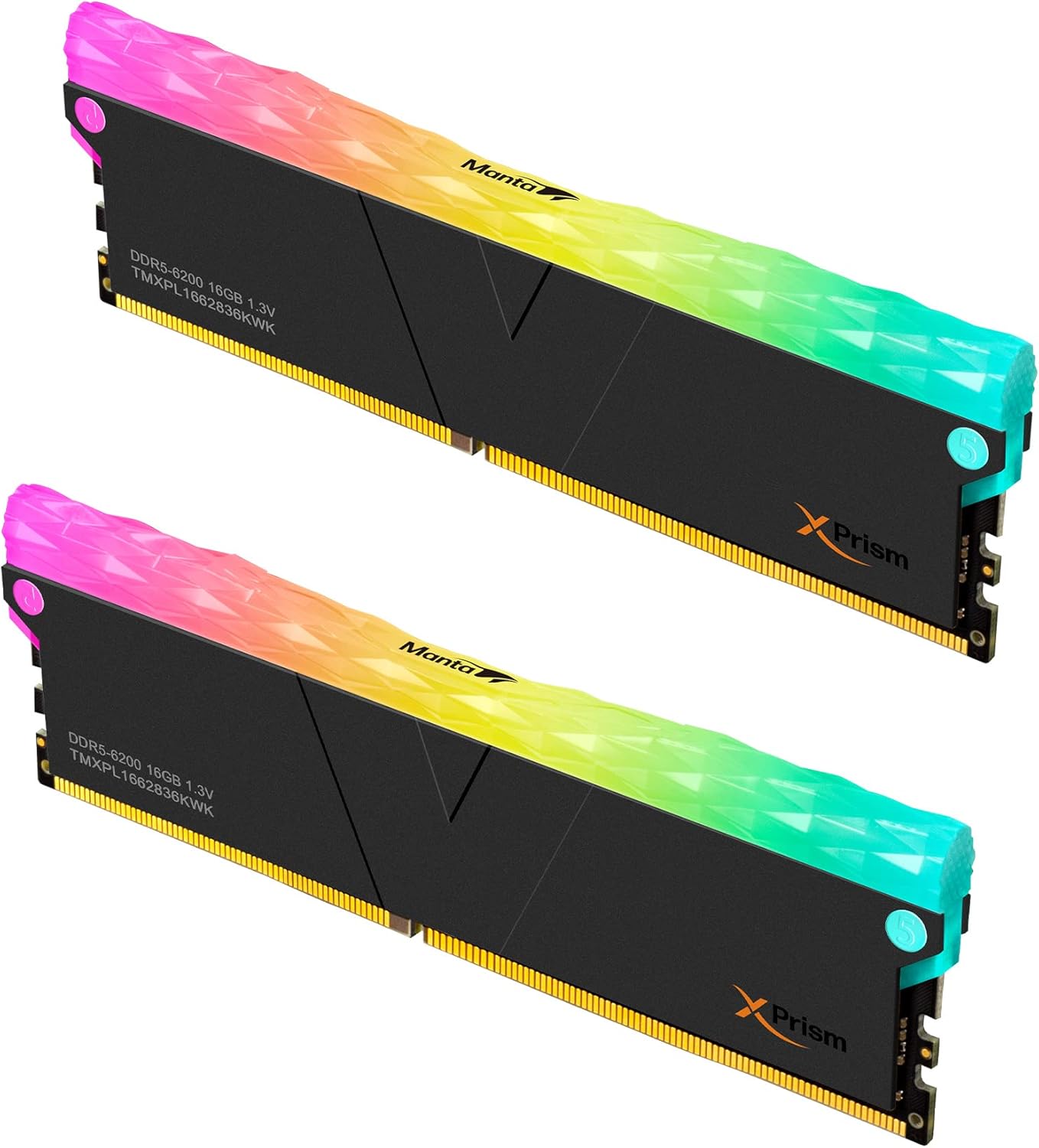 V-COLOR Manta XFinity RGB DDR5 32GB (16GBx2) 6400MHz XMP 3.0 and AMD EXPO CL32-38-38-80 1.40V RGB Gaming Desktop Upgrade RAM U-DIMM Memory Module - BLACK (TMXFL3264832KWK)