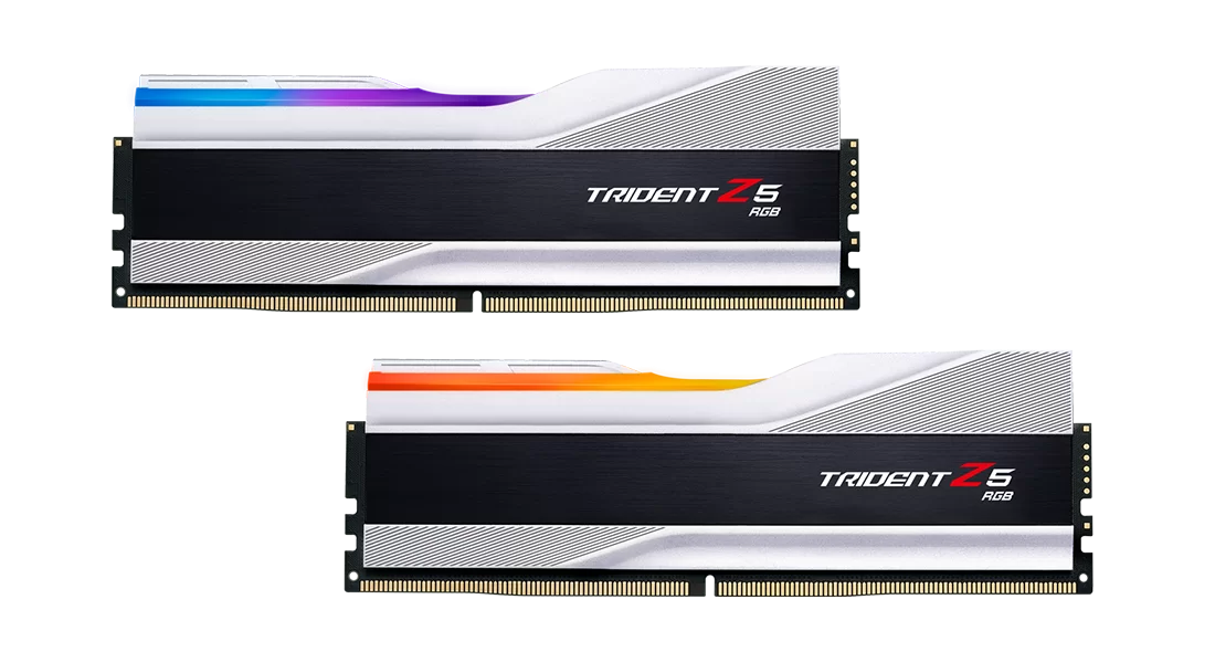 G.SKILL Trident Z5 RGB Series (Intel XMP 3.0) DDR5 RAM 32GB (2x16GB) 6400MT/s CL32-39-39-102 1.40V Desktop Computer Memory UDIMM - Metallic Silver (F5-6400J3239G16GA2-TZ5RS)