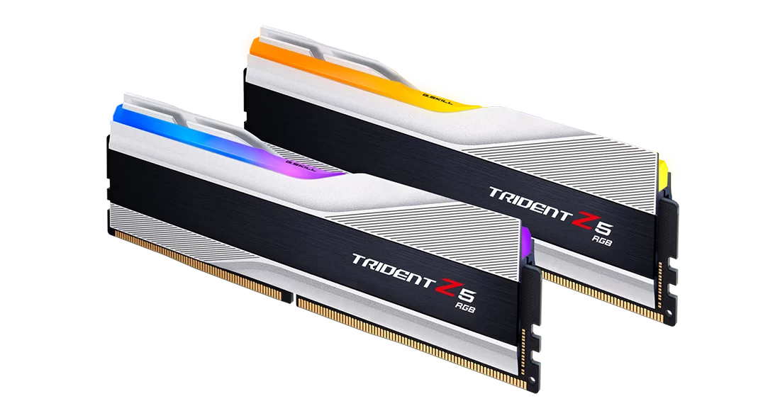 G.SKILL Trident Z5 RGB Series (Intel XMP 3.0) DDR5 RAM 32GB (2x16GB) 6400MT/s CL32-39-39-102 1.40V Desktop Computer Memory UDIMM - Metallic Silver (F5-6400J3239G16GA2-TZ5RS)