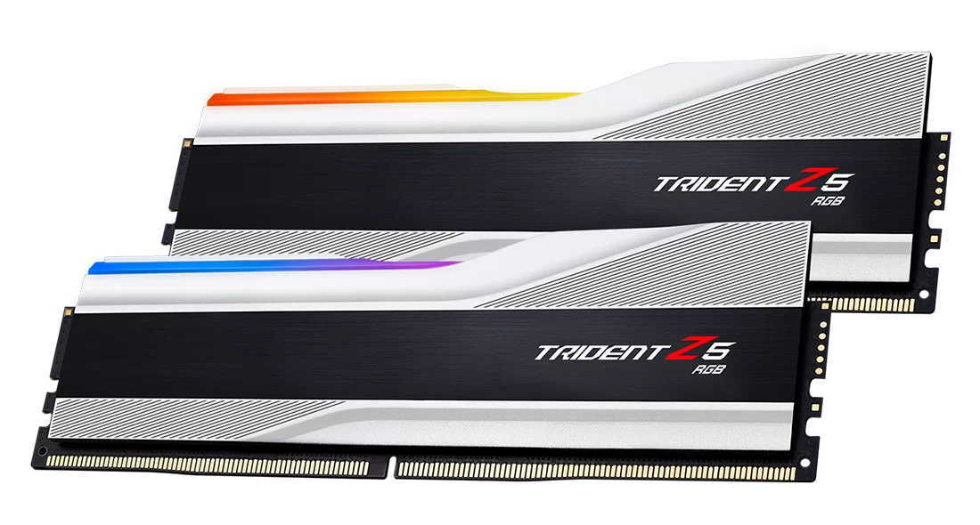 G.SKILL Trident Z5 RGB Series (Intel XMP 3.0) DDR5 RAM 32GB (2x16GB) 6400MT/s CL32-39-39-102 1.40V Desktop Computer Memory UDIMM - Metallic Silver (F5-6400J3239G16GA2-TZ5RS)