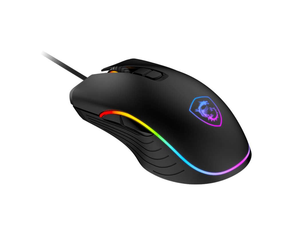 MSI MSI Forge GM300 Lightweight Gaming USB RGB Adjustable up to 7200 DPI Desktop Laptop Gaming Mouse,Black