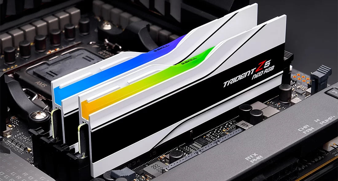 G.SKILL Trident Z5 Neo RGB Series (AMD Expo & Intel XMP 3.0) DDR5 RAM 64GB (2X 32GB) 6000MT/s CL36-36-36-96 1.35V Desktop Computer Memory U-DIMM - Matte White (F5-6000J3636F32GX2-TZ5NRW)