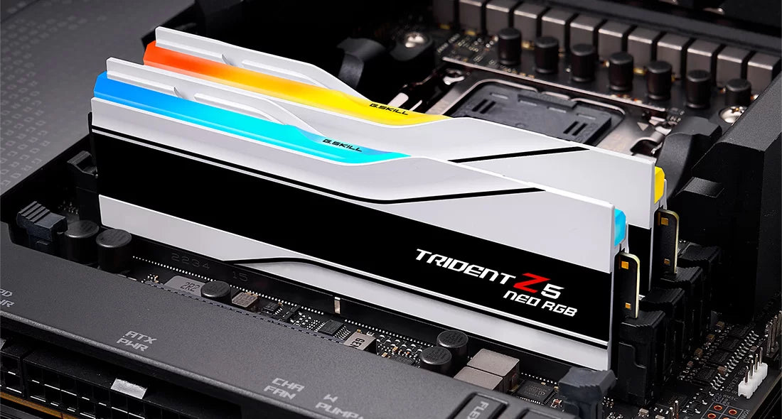G.SKILL Trident Z5 Neo RGB Series (AMD Expo & Intel XMP 3.0) DDR5 RAM 64GB (2X 32GB) 6000MT/s CL36-36-36-96 1.35V Desktop Computer Memory U-DIMM - Matte White (F5-6000J3636F32GX2-TZ5NRW)