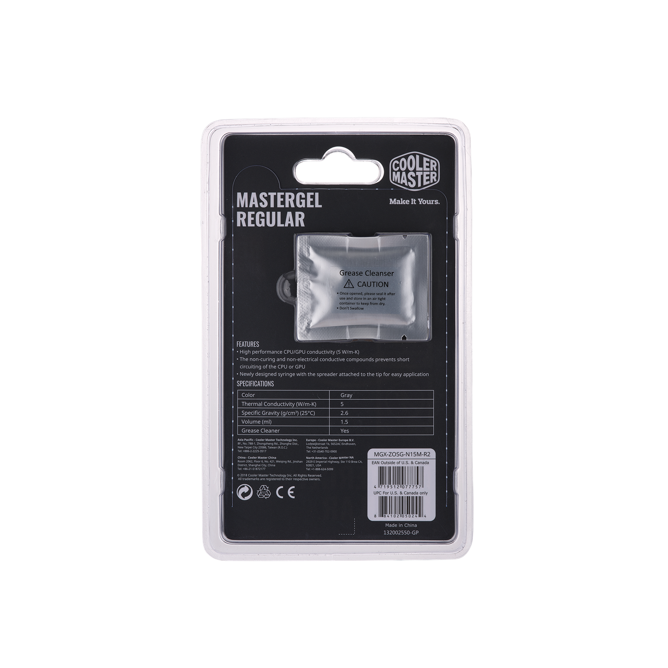 Cooler Master New Edition MasterGel Regular High Performance Thermal Paste w/ Exclusive Flat-Nozzle Syringe Design for CPU and GPU