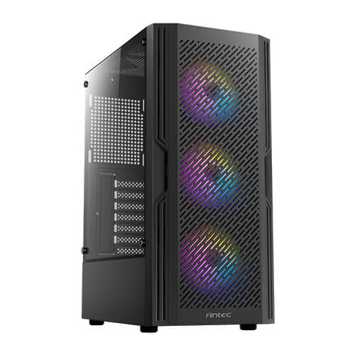 Case Antec AX20 RGB Tempered Glass High Airflow Mid-Tower Gaming Case,Pre-installed 3 x 120 RGB fixed model fans in front