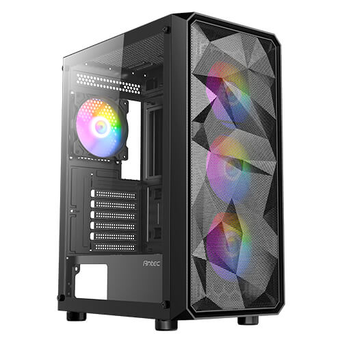Case Antec AX83 RGB Elite Mid-Tower Computer Case - Black | Support ATX, M-ATX, ITX | Pre- Installed 3 x 120mm Front and 1 x 120mm Rear Rainbow Fans