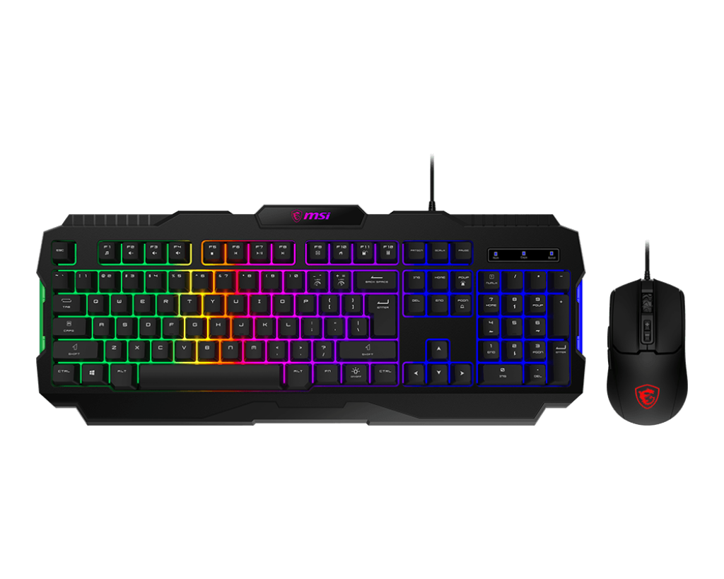 MSI Forge GK100 Combo – Gaming RGB Keyboard & Mouse Set, 19-Key Anti-Ghosting, 6400 DPI Optical Sensor
