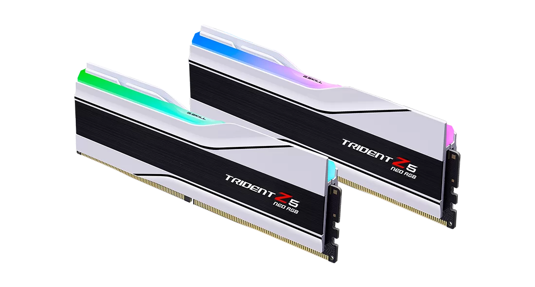 G.SKILL Trident Z5 Neo RGB Series (AMD Expo & Intel XMP 3.0) DDR5 RAM 64GB (2X 32GB) 6000MT/s CL36-36-36-96 1.35V Desktop Computer Memory U-DIMM - Matte White (F5-6000J3636F32GX2-TZ5NRW)
