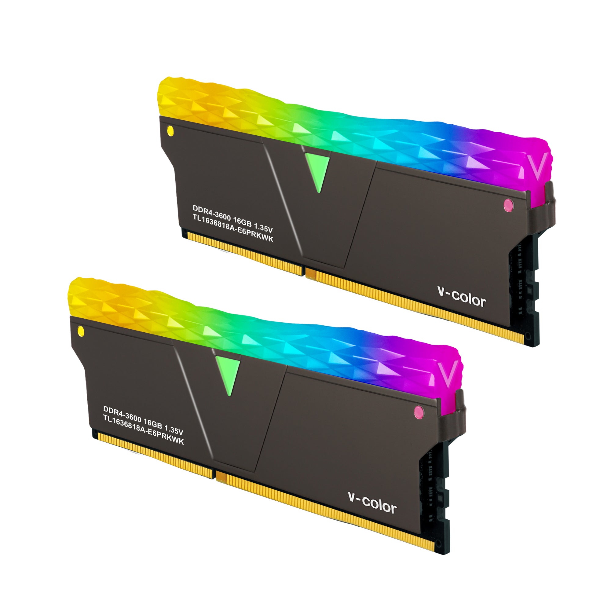 v-Color Prism Pro DDR4 32GB(16GBx2) 3600MHz (PC4-28800) CL18 RGB Gaming Desktop Ram Memory Module UDIMM Hynix IC Single Rank - Jet Black (TL1636818A-E6PRKWK)