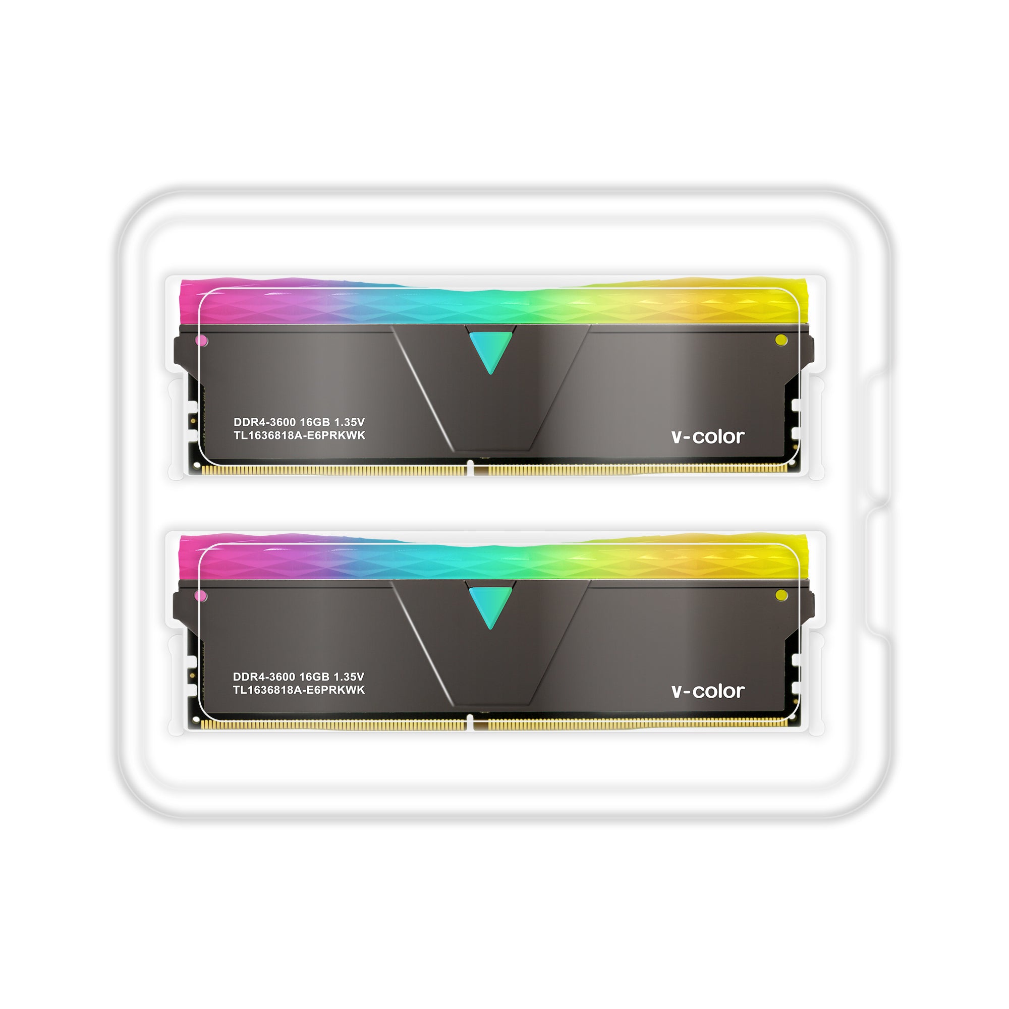 v-Color Prism Pro DDR4 32GB(16GBx2) 3600MHz (PC4-28800) CL18 RGB Gaming Desktop Ram Memory Module UDIMM Hynix IC Single Rank - Jet Black (TL1636818A-E6PRKWK)