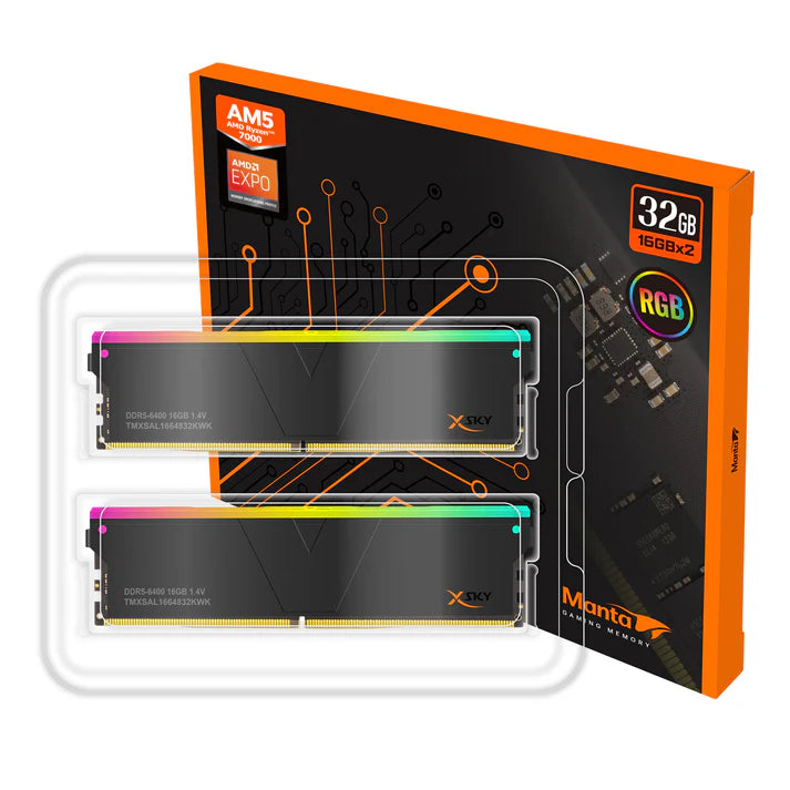 V-COLOR Manta XSky DDR5 32GB (2x16GB) 6000MHz CL28 1.4V AMD EXPO