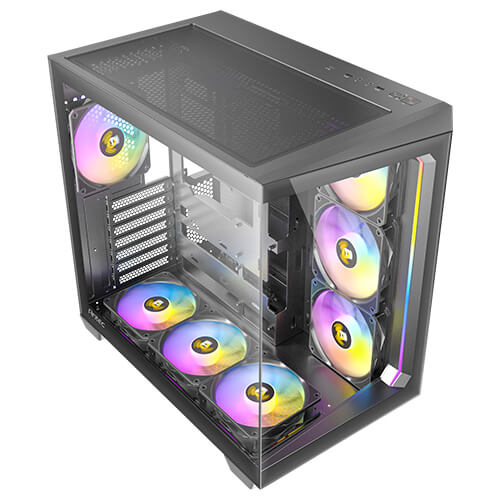 Antec C5 ARGB , 7 x 120mm ARGB PWM Fans Included, Up to 10 Fans Simultaneously, Type-C 3.2 Gen 2 Port, Seamless Tempered Glass Front & Side Panels, 360mm Radiator Support, Mid-Tower ATX PC Case