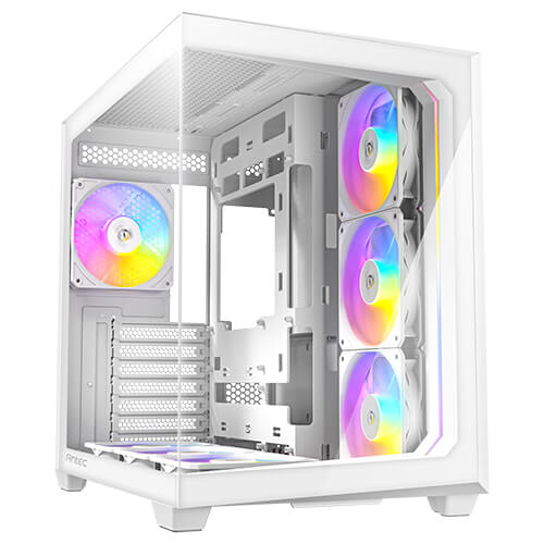 Antec C5 ARGB White , 7 x 120mm ARGB PWM Fans Included, Up to 10 Fans Simultaneously, Type-C 3.2 Gen 2 Port, Seamless Tempered Glass Front & Side Panels, 360mm Radiator Support, Mid-Tower ATX PC Case