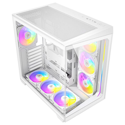 Antec C5 ARGB White , 7 x 120mm ARGB PWM Fans Included, Up to 10 Fans Simultaneously, Type-C 3.2 Gen 2 Port, Seamless Tempered Glass Front & Side Panels, 360mm Radiator Support, Mid-Tower ATX PC Case