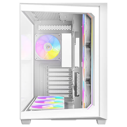 Antec C5 ARGB White , 7 x 120mm ARGB PWM Fans Included, Up to 10 Fans Simultaneously, Type-C 3.2 Gen 2 Port, Seamless Tempered Glass Front & Side Panels, 360mm Radiator Support, Mid-Tower ATX PC Case